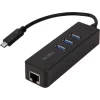 HUB extern LOGILINK, porturi USB: USB 3.0 x 3, conectare prin USB 3.2 Type C, cablu 0.1 m, retea 10/100/1000 Mbps (Gigabit), negru, &quot;UA0283&quot;  (include TV 0.8lei)