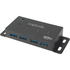 HUB extern LOGILINK, porturi USB: USB 3.0 x 4, conectare prin USB 3.0, alimentare retea 220 V, negru, &quot;UA0149&quot;  (include TV 0.8lei)