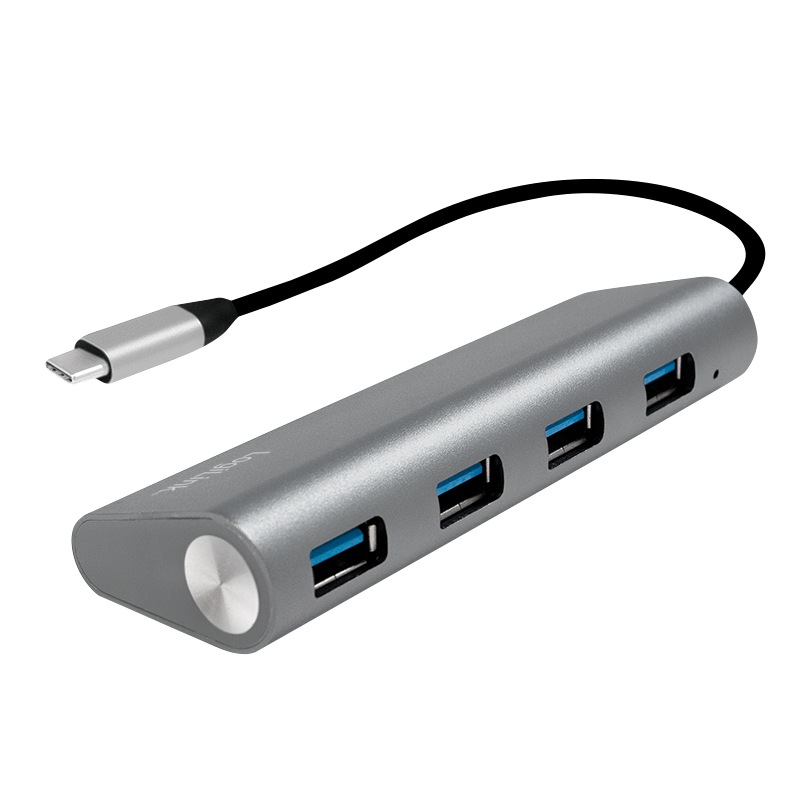 HUB extern LOGILINK, porturi USB: USB 3.0 x 4, conectare prin USB 3.2 Type C, cablu 0.1 m, argintiu, "UA0309" (include TV 0.8lei) thumb