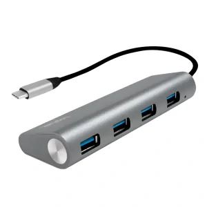 HUB extern LOGILINK, porturi USB: USB 3.0 x 4, conectare prin USB 3.2 Type C, cablu 0.1 m, argintiu, &quot;UA0309&quot; (include TV 0.8lei)