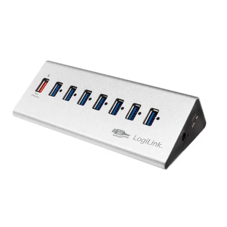HUB extern LOGILINK, porturi USB: USB 3.0 x 7, Fast Charging Port, conectare prin USB 3.0, alimentare retea 220 V, argintiu, &quot;UA0228&quot; (include TV 0.8lei)
