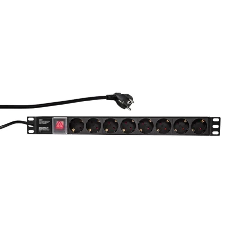 PDU LOGILINK 1U pt. rack 19 inch, 8 prize Schuko, intrare Schuko, max 16 A, on/off, 2 m, &quot;PDU8C01&quot; (include TV 0.8lei)