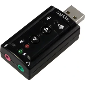 PLACA de SUNET Logilink, extern, 7.1, interfata USB 2.0, conectori 3.5 mm jack, &quot;UA0078&quot; (include TV 0.18lei)