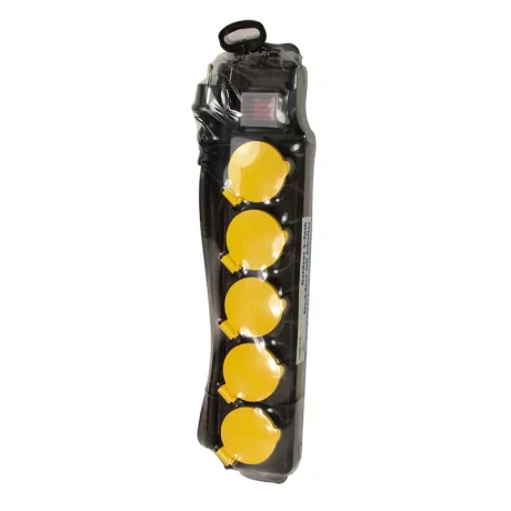 PRELUNGITOR LOGILINK, Schuko x 5, conectare prin Schuko (T), cablu 1.5 m, 16 A, protectie stropire cu apa, negru/ galben, "LPS255" (include TV 0.8lei)