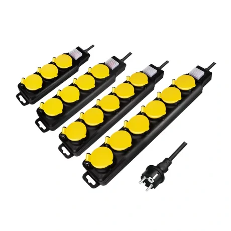 PRELUNGITOR LOGILINK, Schuko x 5, conectare prin Schuko (T), cablu 1.5 m, 16 A, protectie stropire cu apa, negru/ galben, "LPS255" (include TV 0.8lei)
