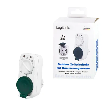 PRIZA inteligenta LOGILINK, Schuko x 1, conectare prin Schuko (T), 16 A, comutare mecanica a timpului - 7 presetari, protectie stropire cu apa IP44, pentru exterior, alb, "ET0013" (include TV 0.8lei)