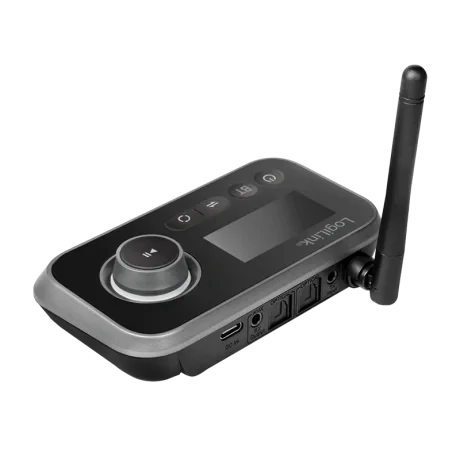 RECEIVER &amp; Transmitter audio Logilink, conectare prin Jack 3.5mm &amp; S/PDIF in/out, distanta 10 m (pana la), Bluetooth v5.0, suporta dual stream in TX mode, indicator LCD 1.8&quot;, antena, incarcare USB-C, black, &quot;BT0062&quot;