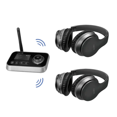 RECEIVER &amp; Transmitter audio Logilink, conectare prin Jack 3.5mm &amp; S/PDIF in/out, distanta 10 m (pana la), Bluetooth v5.0, suporta dual stream in TX mode, indicator LCD 1.8&quot;, antena, incarcare USB-C, black, &quot;BT0062&quot;