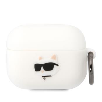 Husa Karl Lagerfeld 3D Logo NFT Choupette Head Silicone pentru Airpods Pro White thumb