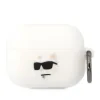 Husa Karl Lagerfeld 3D Logo NFT Choupette Head Silicone pentru Airpods Pro White