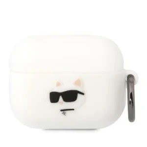 Husa Karl Lagerfeld 3D Logo NFT Choupette Head Silicone pentru Airpods Pro White