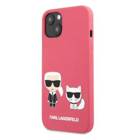 Husa Karl Lagerfeld and Choupette Liquid Silicone iPhone 13 mini Red