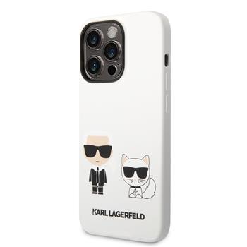 Husa  Karl Lagerfeld and Choupette Liquid Silicone   iPhone 14 Pro White thumb