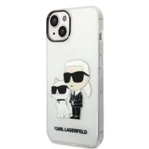 Husa Karl Lagerfeld IML Glitter Karl and Choupette NFT pentru iPhone 14 Plus Transparent