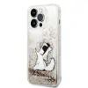Husa  Karl Lagerfeld Liquid Glitter Choupette Eat  iPhone 14 Pro Gold