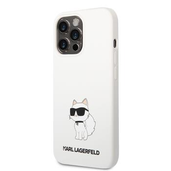 Husa Karl Lagerfeld Liquid Silicone Choupette NFT  iPhone 13 Pro White thumb
