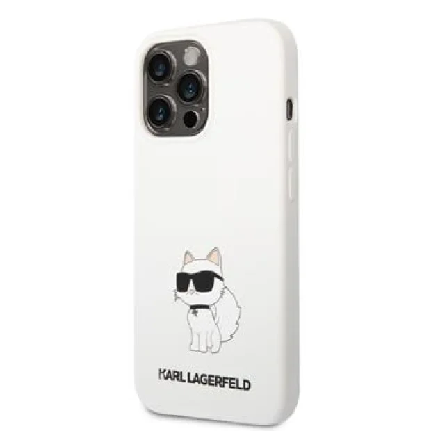 Husa Karl Lagerfeld Liquid Silicone Choupette NFT  iPhone 13 Pro White