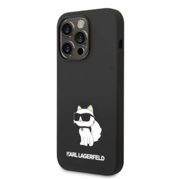 Husa Karl Lagerfeld Liquid Silicone Choupette NFT pentru iPhone 14 Pro Max Black