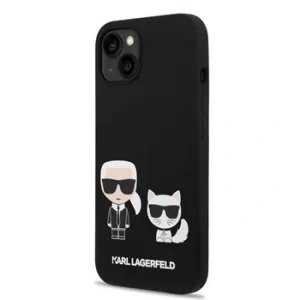 Husa Karl Lagerfeld MagSafe  Liquid Silicone Karl and Choupette iPhone 14 Plus Black