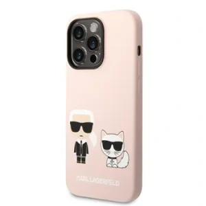 Husa Karl Lagerfeld MagSafe Liquid Silicone Karl and Choupette pentru iPhone 14 Pro Max Pink