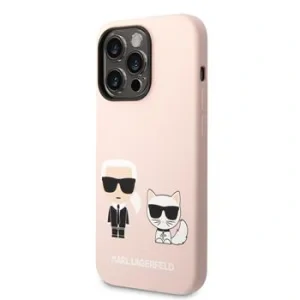Husa Karl Lagerfeld MagSafe Liquid Silicone Karl and Choupette pro iPhone 14 Pro Pink