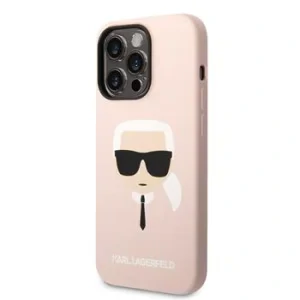 Husa Karl Lagerfeld MagSafe  Liquid Silicone Karl Head iPhone 14 Pro Pink