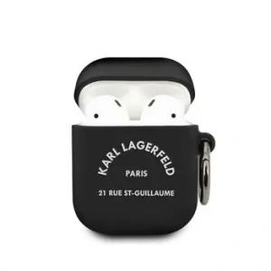 Husa Karl Lagerfeld Rue St Guillaume silicon pentru Airpods 1/2 Black