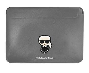 Geanta Karl Lagerfeld Saffiano Ikonik Computer Sleeve 16" Silver thumb