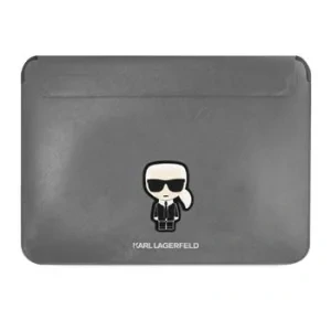 Geanta Karl Lagerfeld Saffiano Ikonik Computer Sleeve 16&quot; Silver