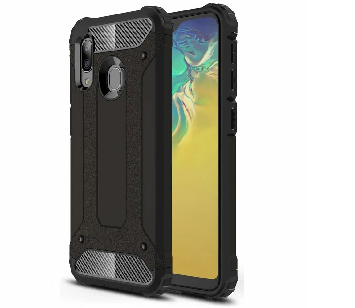 Husa Cover Carbon Armor pentru Samsung Galaxy A20s Negru thumb