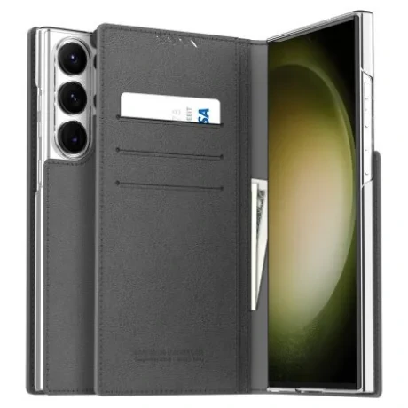 Husa Book Araree Mustang Handmade pentru Samsung Galaxy S23 Ultra Grey