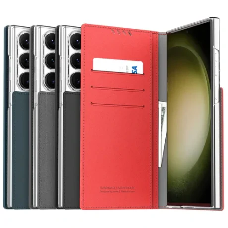 Husa Book Araree Mustang Handmade pentru Samsung Galaxy S23 Ultra Grey