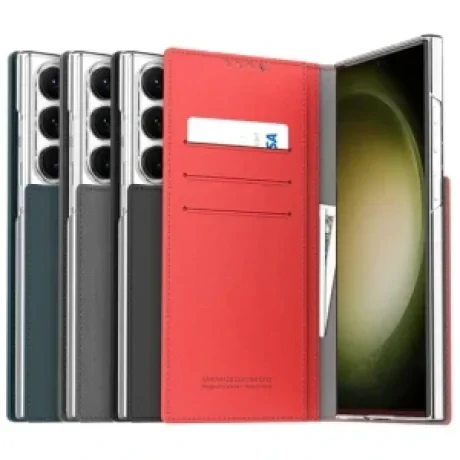 Husa Book Araree Mustang Handmade pentru Samsung Galaxy S23 Ultra Red