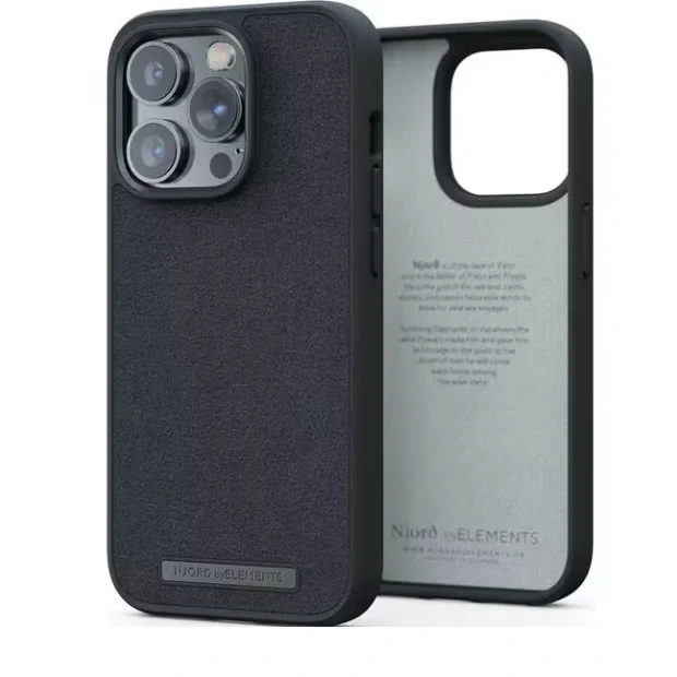 Husa Cover Njord Suede Comfort pentru iPhone 14 Pro Max Negru