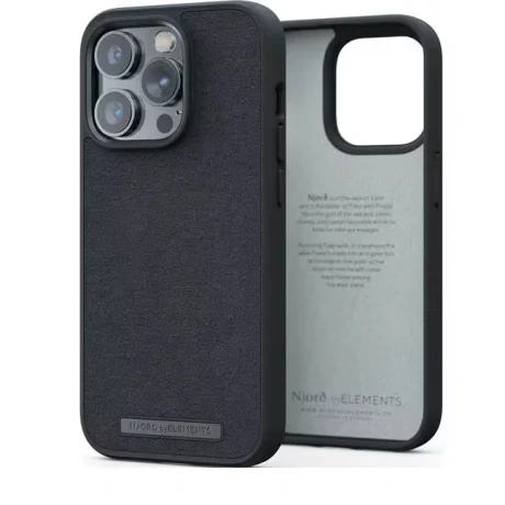 Husa Cover Njord Suede Comfort pentru iPhone 14 Pro Negru