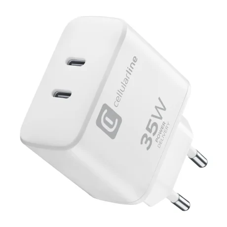 Incarcator Retea Dual Cellularline Usb-C 35W Alb