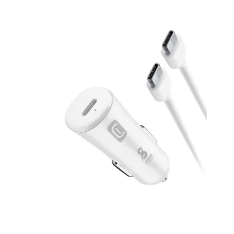 Set Incarcator Auto Cellularline 25W cablu Usb-C -Usb-C Alb