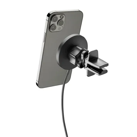 Set Suport Auto Cellularline AirVent cu Incarcator Wireless MagSafe MAGSFHOLDERWIRK Negru
