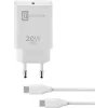 Set Incarcator Retea Cellularline 20W Type-C cu calbu Usb C-Usb C  Alb