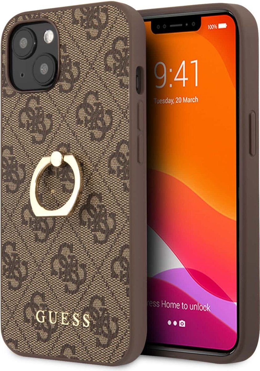 Husa  Guess PU 4G Ring pentru iPhone 13 Mini Brown thumb