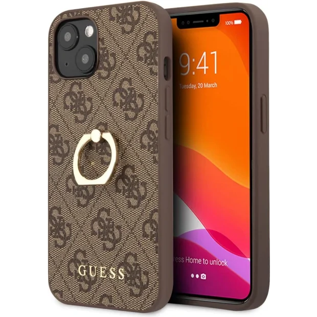 Husa  Guess PU 4G Ring pentru iPhone 13 Mini Brown