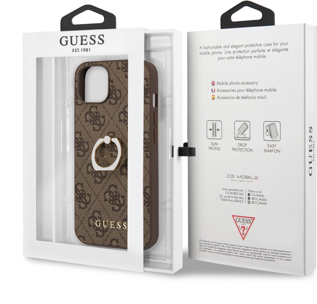 Husa  Guess PU 4G Ring pentru iPhone 13 Mini Brown thumb