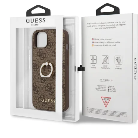 Husa  Guess PU 4G Ring pentru iPhone 13 Mini Brown