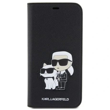 Husa Karl Lagerfeld PU Saffiano Karl and Choupette NFT Book pentru iPhone 11 Negru