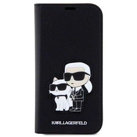Husa Karl Lagerfeld PU Saffiano Karl and Choupette NFT Book pentru  iPhone 12/12 Pro Negru thumb