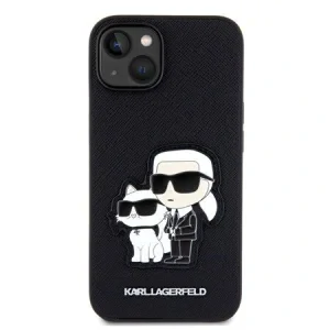 Husa Karl Lagerfeld PU Saffiano Karl and Choupette NFT pentru iPhone 13 Negru