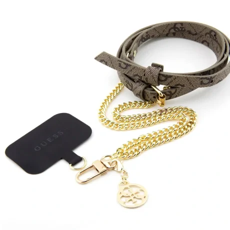 Curea  cu lant Guess Popruh PU 4G Chain with Charm Gold/Brown