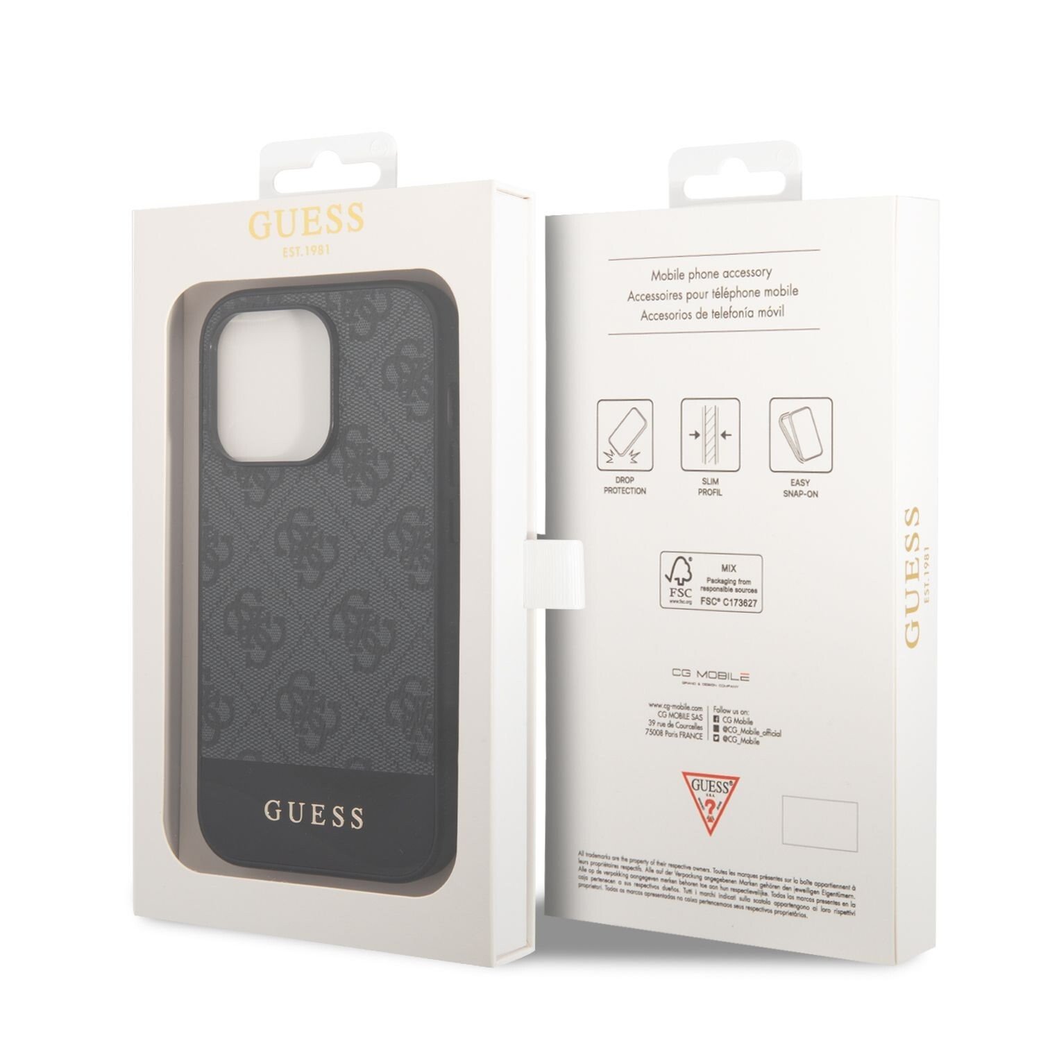 Husa Guess 4G Stripe pentru iPhone 14 Pro Grey thumb