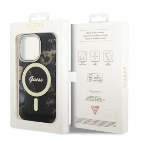 Husa Guess Marble IML MagSafe pentru iPhone 14 Pro Black