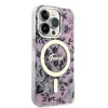 Husa Guess PC/TPU Flowers IML MagSafe  pentru iPhone 14 Pro Pink